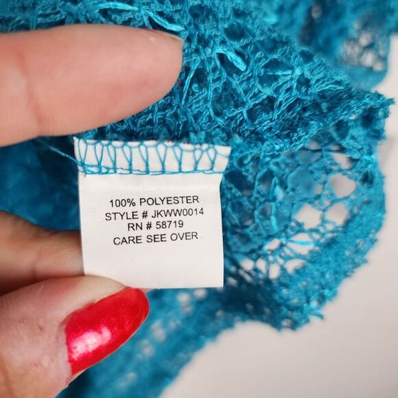 Valerie Stevens Top Turquoise Mesh Sequin Cover With Camisole Tank Size XL - Picture 11 of 12
